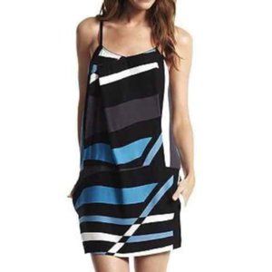 Derek Lam Striped Blue + Black + White Mini Dress